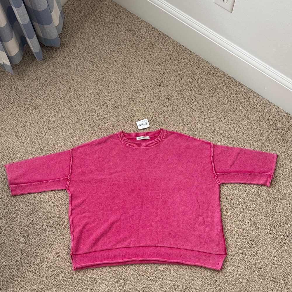 Zenana, 3/4 Sleeve Out Seam Sweater